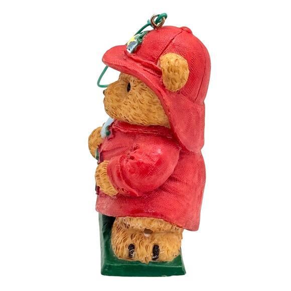 1997 Avon Fireman Teddy Bear Ornament Your Special Package Topper - Picture 6 of 8